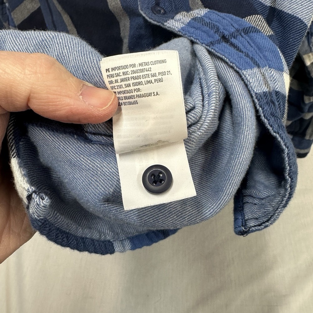 American Eagle Super Soft Flannel Button Plaid Front Shirt Sz XL Blue White - Picture 8 of 8